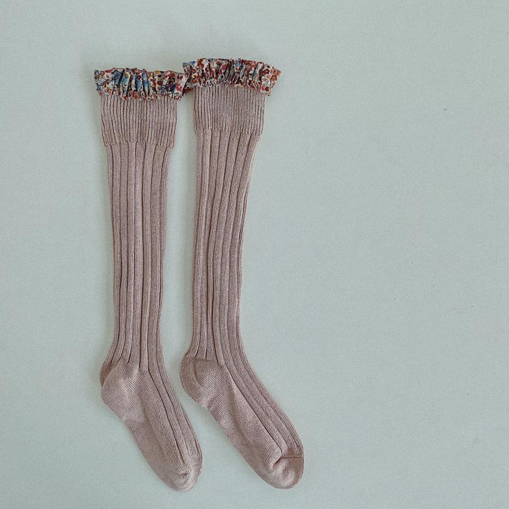 Double needle children's socks, middle tube, girls' socks, trendy socks