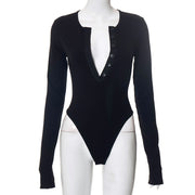 Long-sleeved Single-breasted Slim-fit All-match Bottoming Jumpsuit