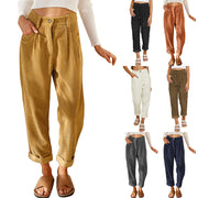 Women's High Waist Casual Pants Corduroy Loose Straight Trousers