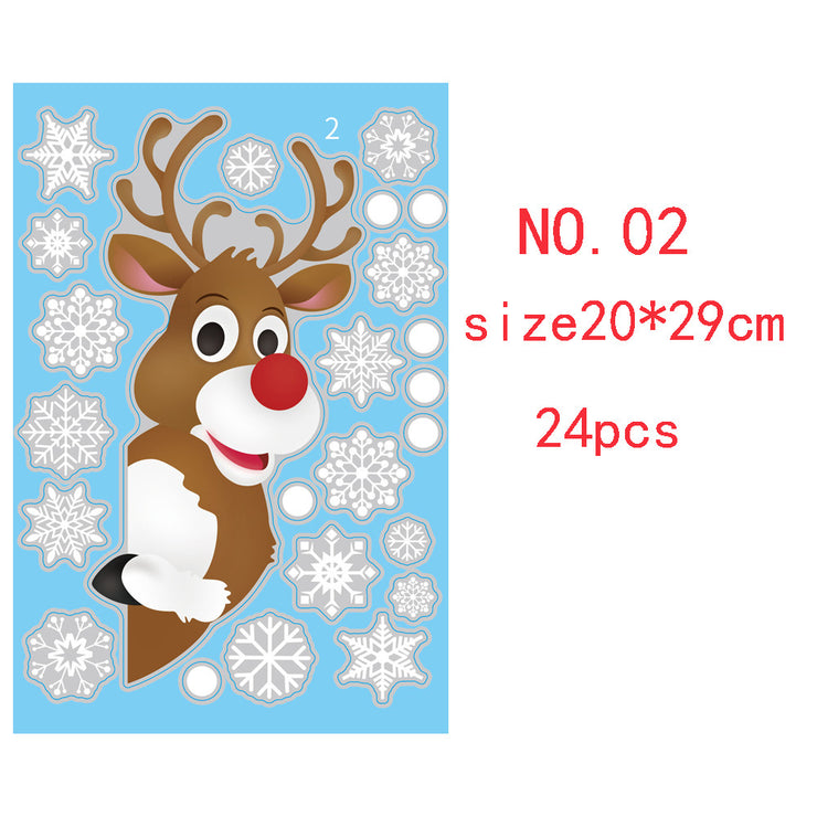 Glass Stickers Old People Scene Layout Christmas Decoration