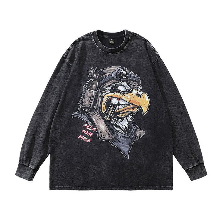 High Street Rock Wind Vintage Old Bottoming Long Sleeve T-shirt