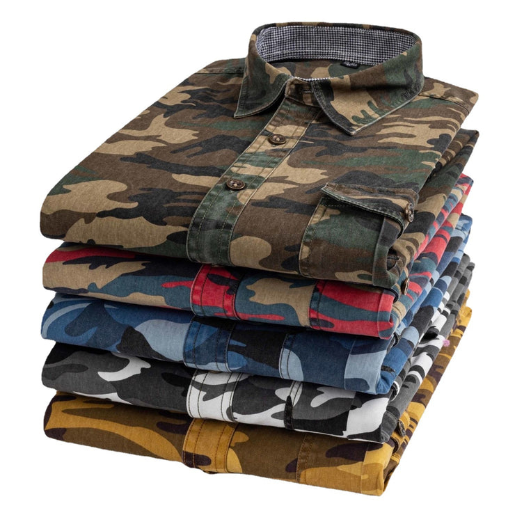 Men's Cotton Camouflage Long-sleeved Shirt