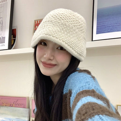 Loose Wool Knitted Fisherman Hat Women's Wool Bucket Hat