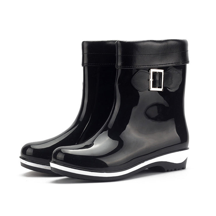 Warm And Velvet Rain Boots Mid-tube Flat Rain Boots