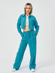 Women Two Piece Outfits For Women Long Sleeve Button Down Wide Leg Loungewear Pajama Set