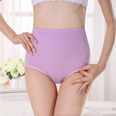 Women's Cotton Breathable Underwear Cotton High Waist Large Size