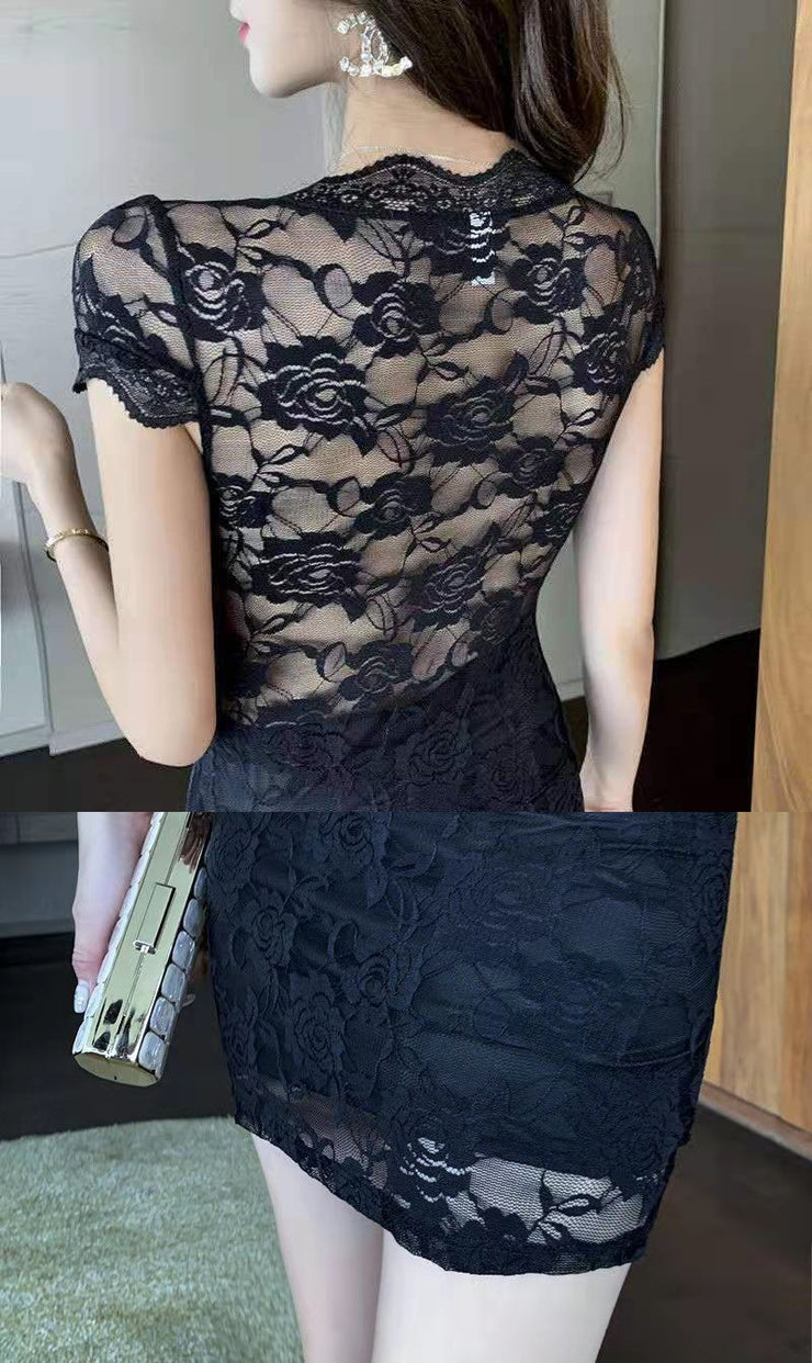 Women's Fashionable Elegant Lace Low-cut Skirt