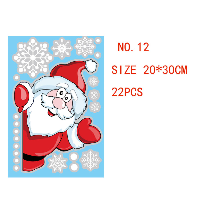 Glass Stickers Old People Scene Layout Christmas Decoration