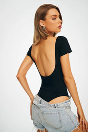 Sexy U -neck Exposed Tight Elastic Conjoined Jacket