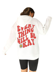 Women's Velvet Back Plain Letters Printed Hoodie