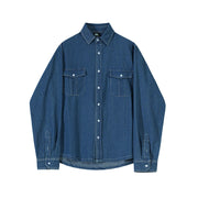 Korean Style Loose Blue Shirt Workwear