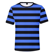 Striped 3D Digital Printing Casual Loose Round Neck T-shirt