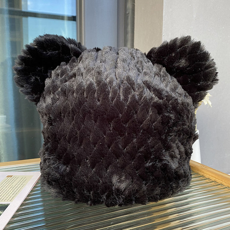 Women's Warm And Cute Bear Ears Plush Fisherman Hat