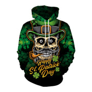 St. Patrick's Festive Street Parade Animal Print Green Hat Children's Day Hoodie Couple Hoodie