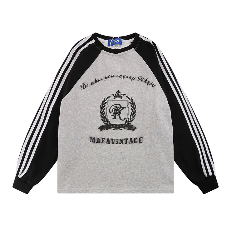 American Retro Raglan Pullover Casual All-matching