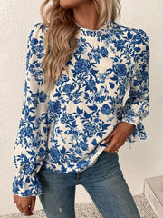 Casual Print Fashion Flared Long Sleeve Top