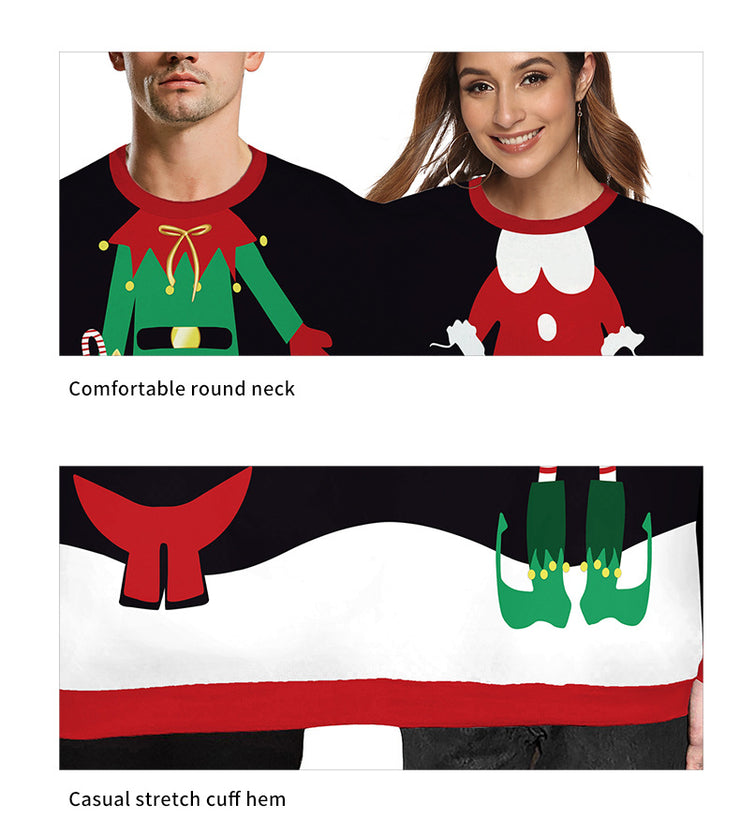 Christmas Holiday Creative Digital Printing Double One-piece Sweater