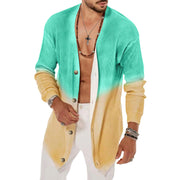 Men's Fashion Tie Dyed Five Color Long Sleeved Cardigan