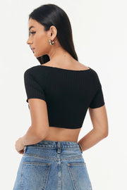 Beauty -umbilical Short -sleeved Sexy Thread Short Top