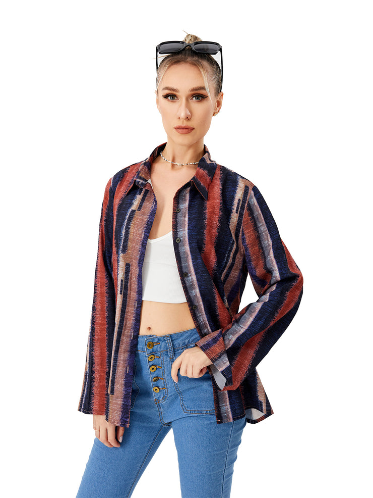 Women's Casual Loose Striped Shirt