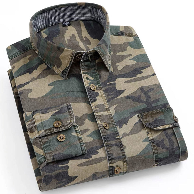 Men's Cotton Camouflage Long-sleeved Shirt