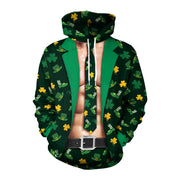 St. Patrick's Festive Street Parade Animal Print Green Hat Children's Day Hoodie Couple Hoodie