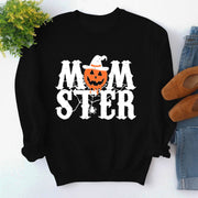 Printed MOM STER Pullover Round Neck Loose Long Sleeves Sweater