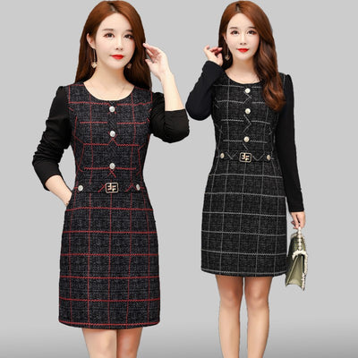 Young mother autumn winter dress