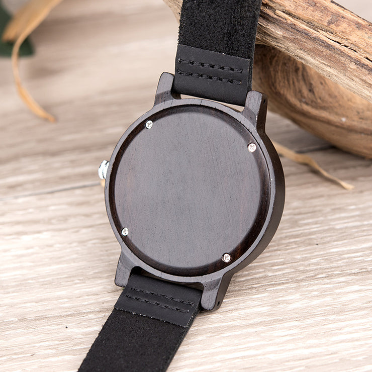 Men's and women's leather wooden watches