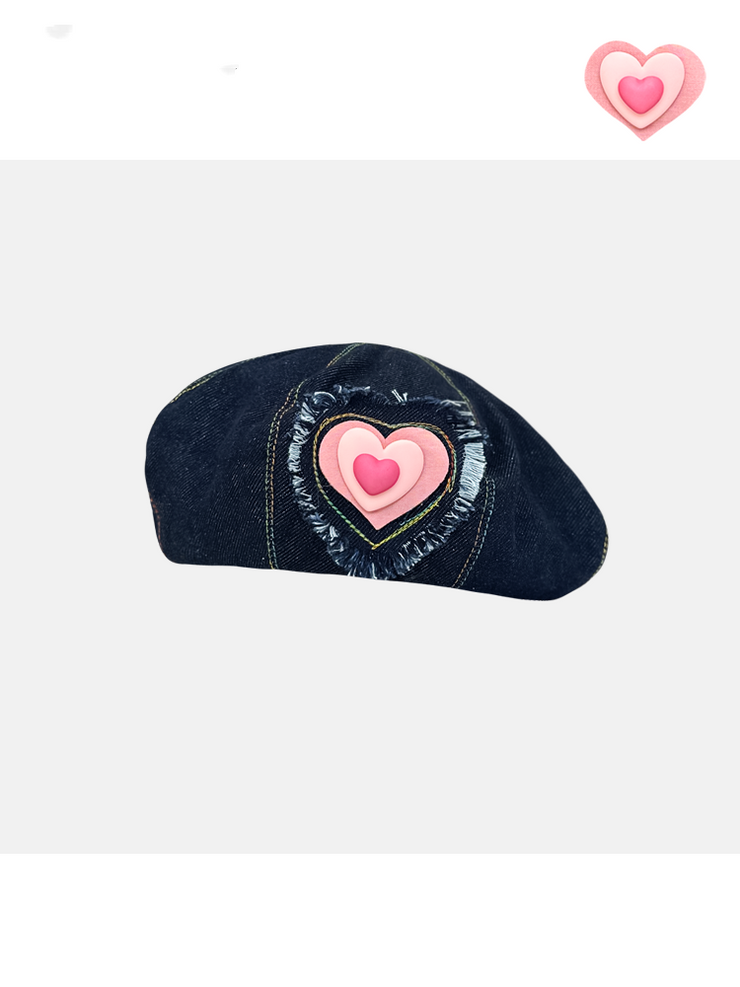 Japanese Sweet Love Denim Beret