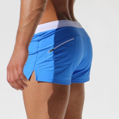 Zipper back pocket swim trunks