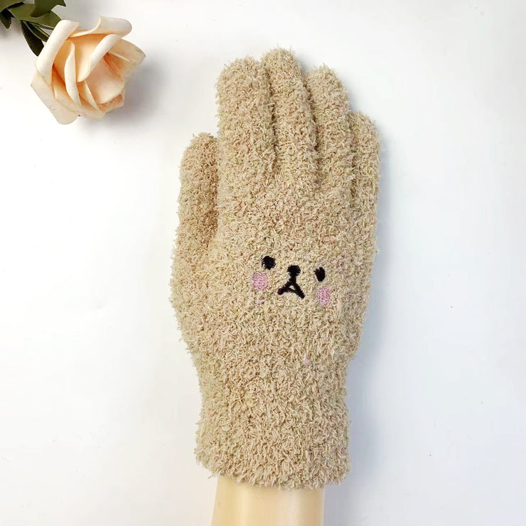 Warm Lady Winter Knitting Plush Gloves