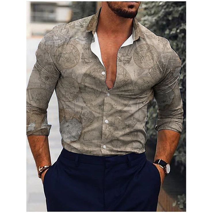 Lapel Men's Shirt 3D Digital Printing