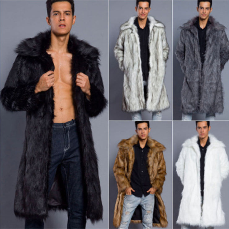 Men's Overcoat Faux Fur Coat Long Trench Coat