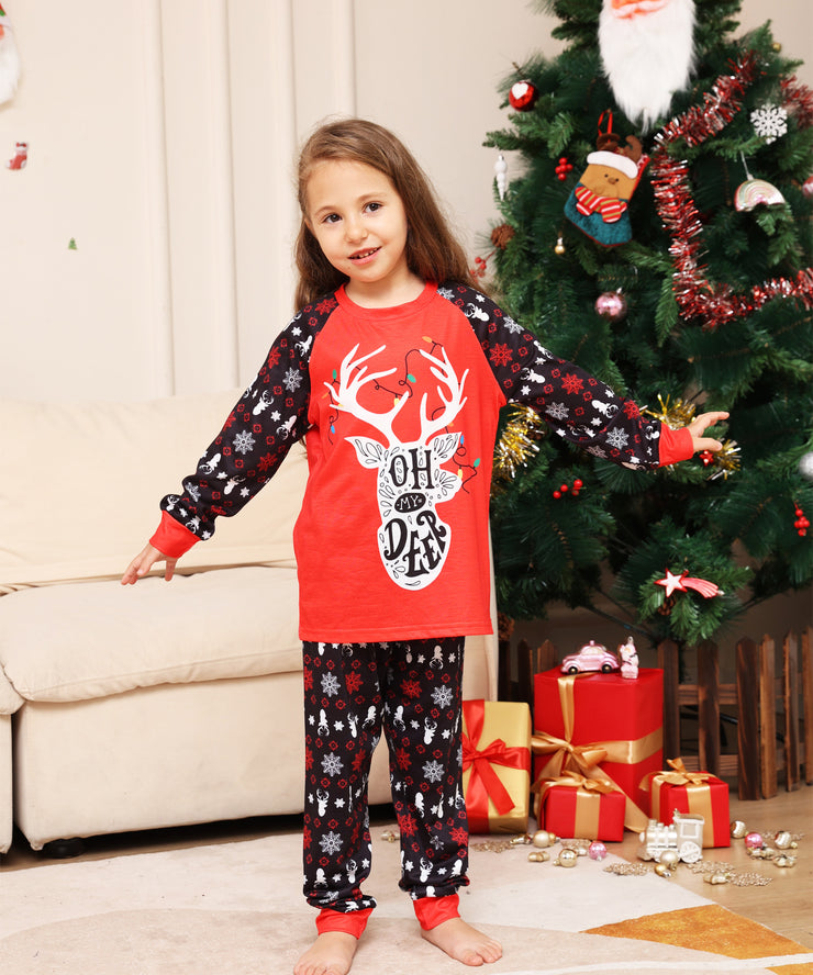 New Letter Snowflake Deer Christmas Parent-child Suit Printed Homewear Pajamas