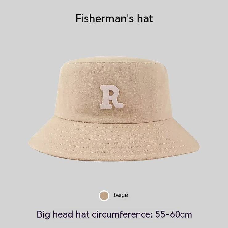 Big Head Circumference Bucket Hat Female Letters