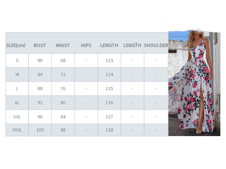 Summer New Amazon European And American Women's Clothing Printing V-neck Brace Temperament Commute High Waist Irregular Dress