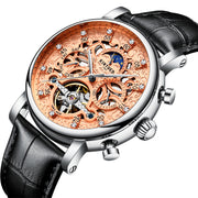 New KINYUED genuine automatic leather men's watch watches hollow mechanical watches travel time accurate