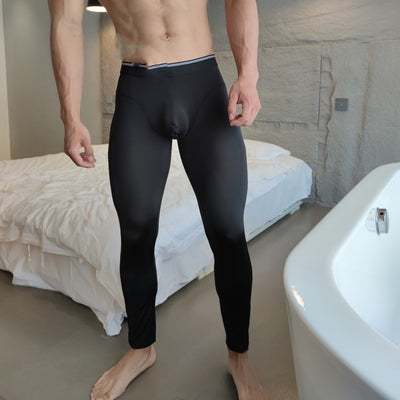 Men's Low Rise Ice Silk Semi Transparent Elastic Tight Leggings