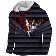 Retro Flag Print Hooded Long Sleeves