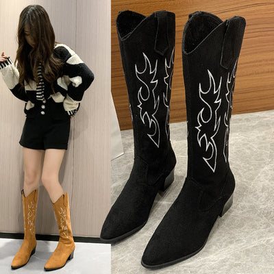 Suede Mid-tube Rear Zipper Women's Fashion Snow Boots