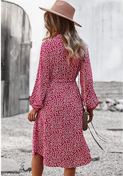 Autumn And Winter Mid-length Printed Long-sleeved Dress