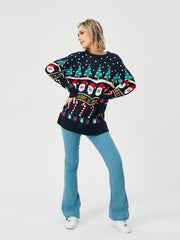 Women's Christmas Sweater Pullover Knitted Jumper Long Sleeve Crew Neck Sweater Shirt