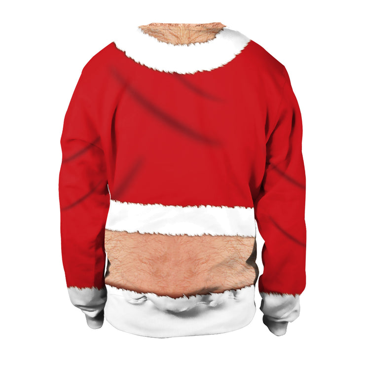 Men's Santa Claus Digital Printing Pullover Round Neck Couple Sweater