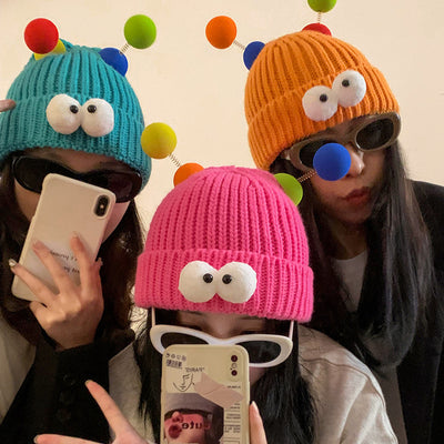 Funny Couple Style Knitted Hat Makes Your Face Look Smaller