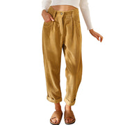 Women's High Waist Casual Pants Corduroy Loose Straight Trousers