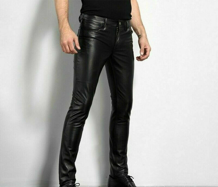 New Spring And Autumn Tight Men's Leather Pants