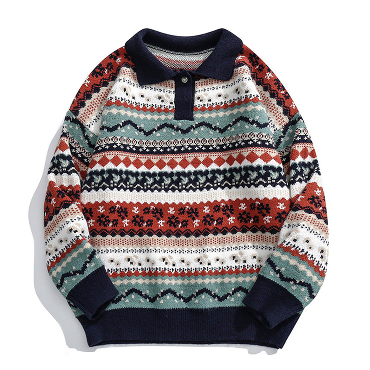 Men's Retro Lapel Sweater Loose