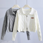 Women's Fashion Embroidery Double Zipper Knit Cardigan