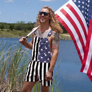 American Independence Day Flag Couple Overalls